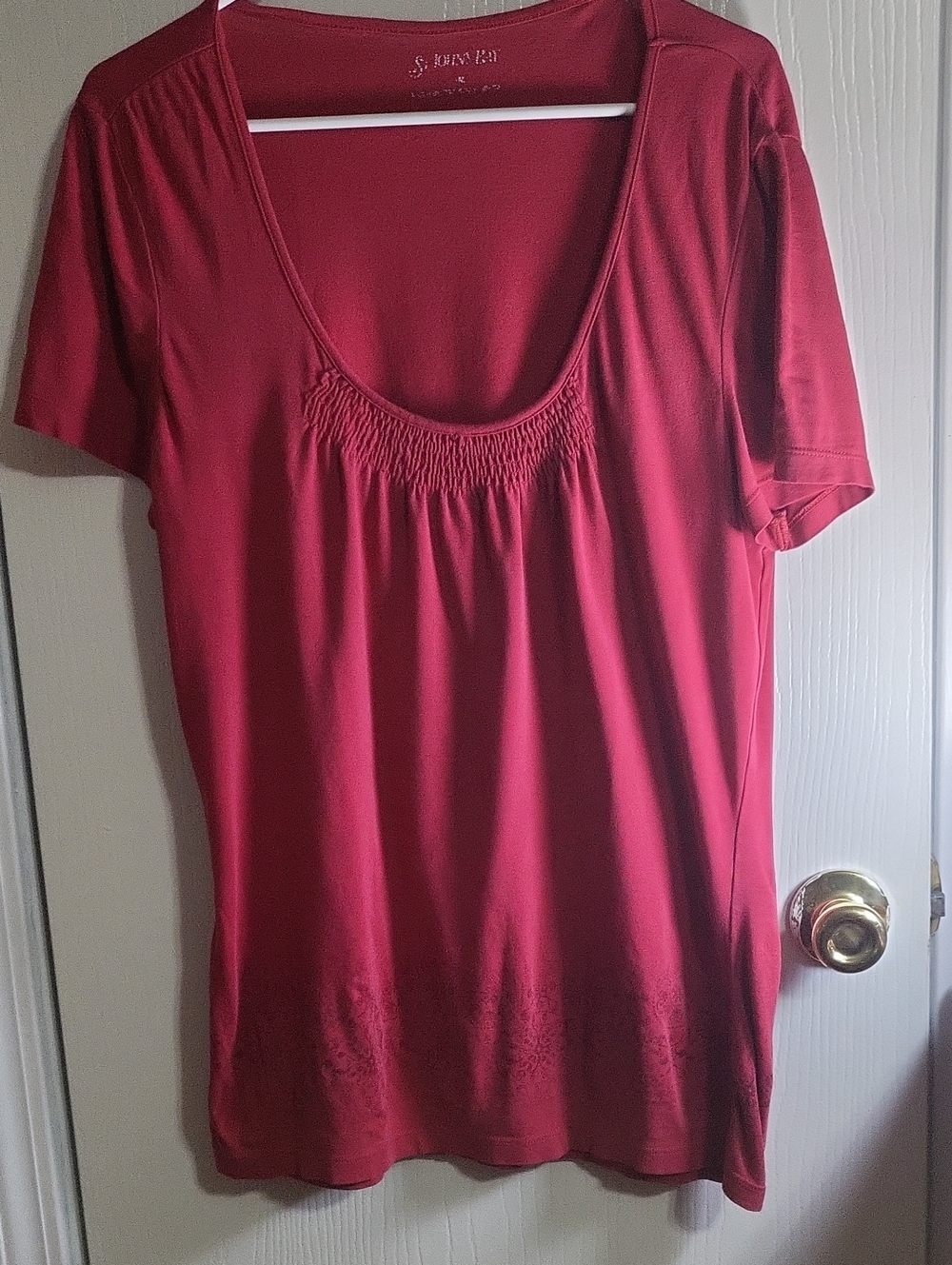 Shirt-St.John Bay- Rosen Cranberry Scoop Neck Short Sleeve Tee